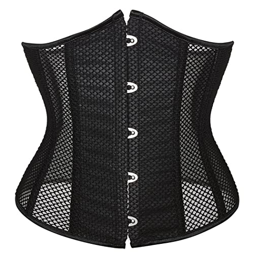 Valin Damen Schwarz Netzstoff Korsage Korsett Shapewear Taillentrainer Unterbrust Korsett Schnüren Corsage,30-32,C817 von Valin