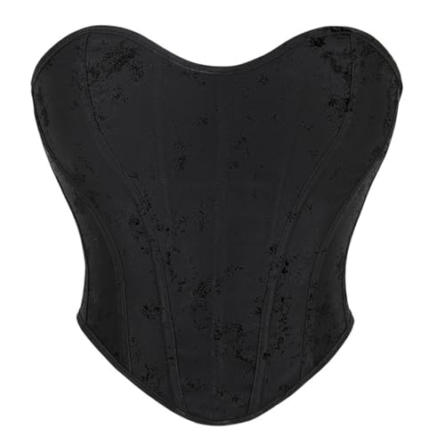 Valin Damen Schwarz Push up Überbrust Korsett Top Einfarbiges Reißverschluß Korsage Corsage,36-38,C884 von Valin