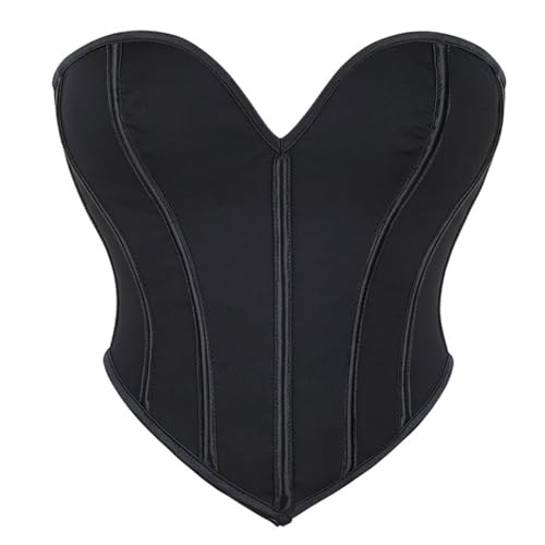 Valin Damen Schwarz Push up Überbrust Korsett Top Einfarbiges Rücken Schnürung Korsage Corsage,36-38,C8463 von Valin