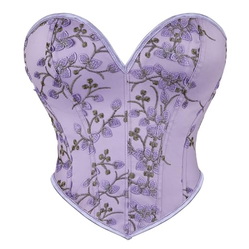 Valin Damen Violett Push up Überbrust Korsett Top Gestickt Rücken Schnürung Korsage Corsage,34-36,C8007 von Valin