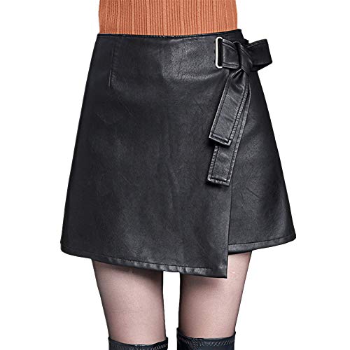 Valin FS6921 Damen Kunstleder Rock Große Größe Kurz Mini Röcke Leder Rock,Schwarz,2XL von Valin