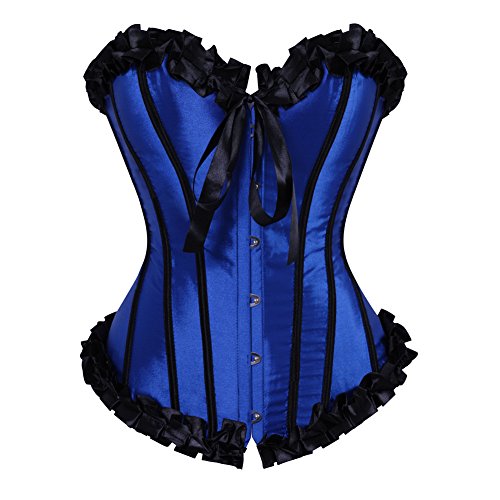 Valin Spitzen-Detail Damen Corsage Korsett,Eng anliegend Vest,Blau,XXL von Valin