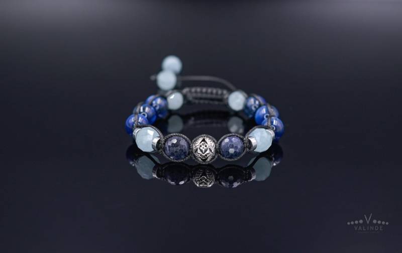 Blauer Saphir Kyanit Aquamarin Geflochtenes Armband, Herren Kristall Verstellbares 925Er Silber Perlenarmband, Luxusarmband, Geschenk Für Männer Blauer Saphir Kyanit Aquamarin Geflochtenes Armband, Herren Kristall Verstellbares 925Er Silber Perlenarmband, Luxusarmband, Geschenk Für Männer von Valinde