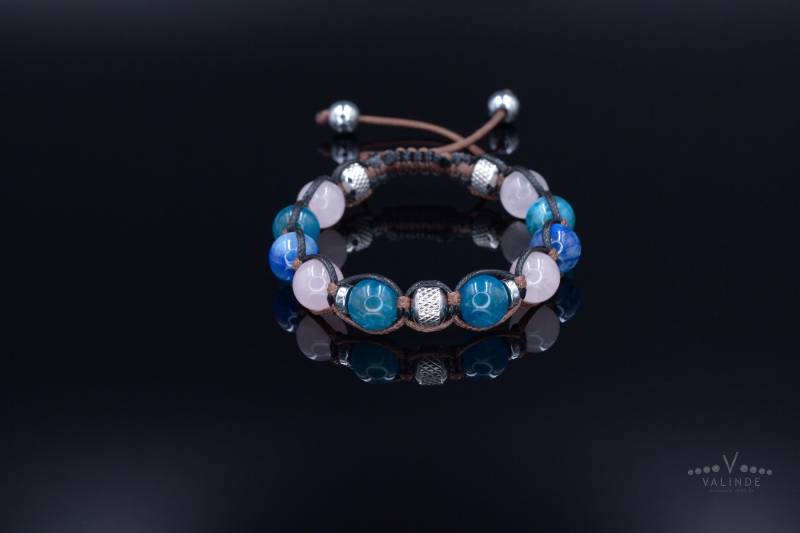 Damen Apatit Armband Kyanit Geschenk Für Frau Verstellbares Kristall Stahl Perlen Makramee von Valinde