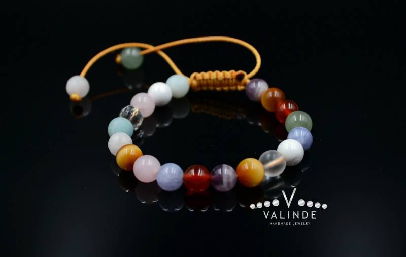 Frauen Multicolor Perlen Armband Tigerauge Quarz Geschenk Für Frau Verstellbar Kristallarmband Edelstein von Valinde