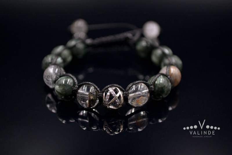 Echtes Seraphinit Armband Für Männer 925 Sterling Silber Perlenarmband Geschenk Mann Phantomquarz Herren Edelstein von Valinde