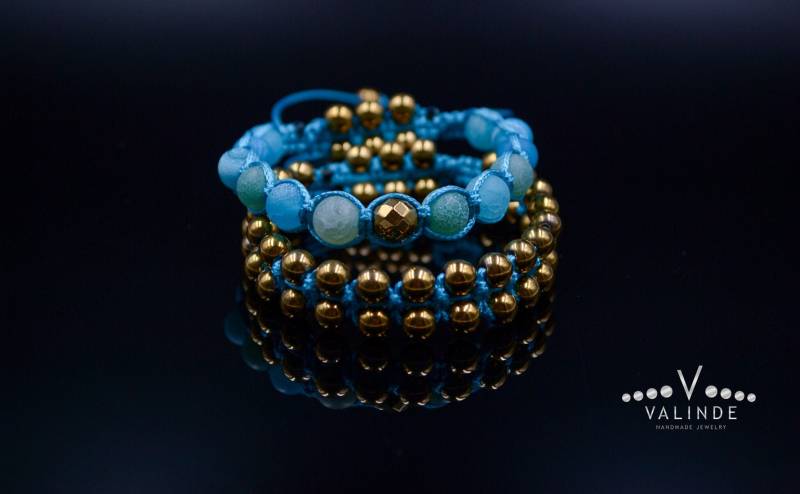 Gold Hämatit Armband Set Für Frauen Damen Achat Geschenk Verstellbare Kristallarmband Makramee von Valinde