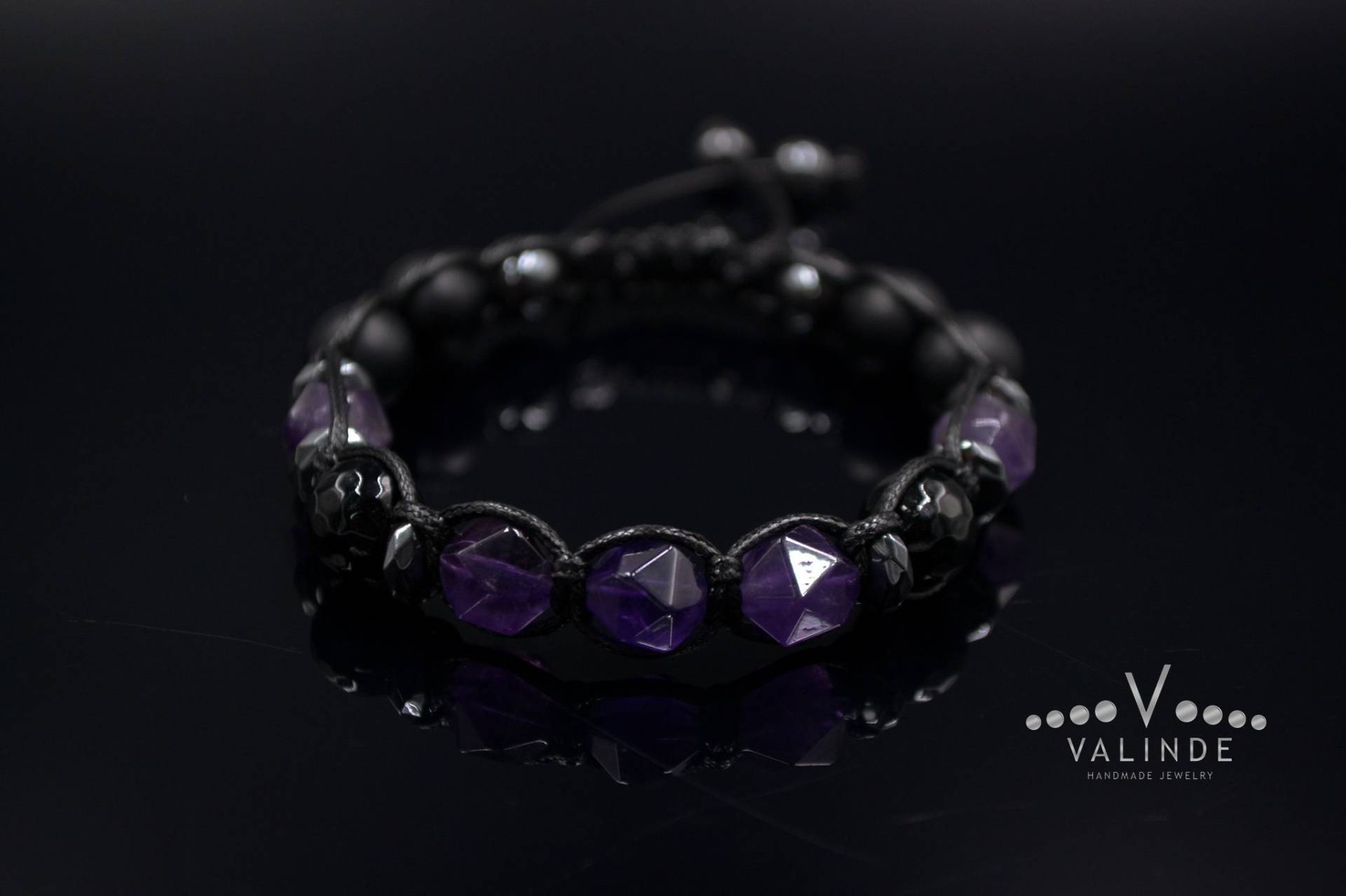 Herren Amethyst Perlenarmband Schwarzer Onyx Und Hämatit Armband Geschenk Für Mann Vatertag Verstellbare Stein Männer von Valinde