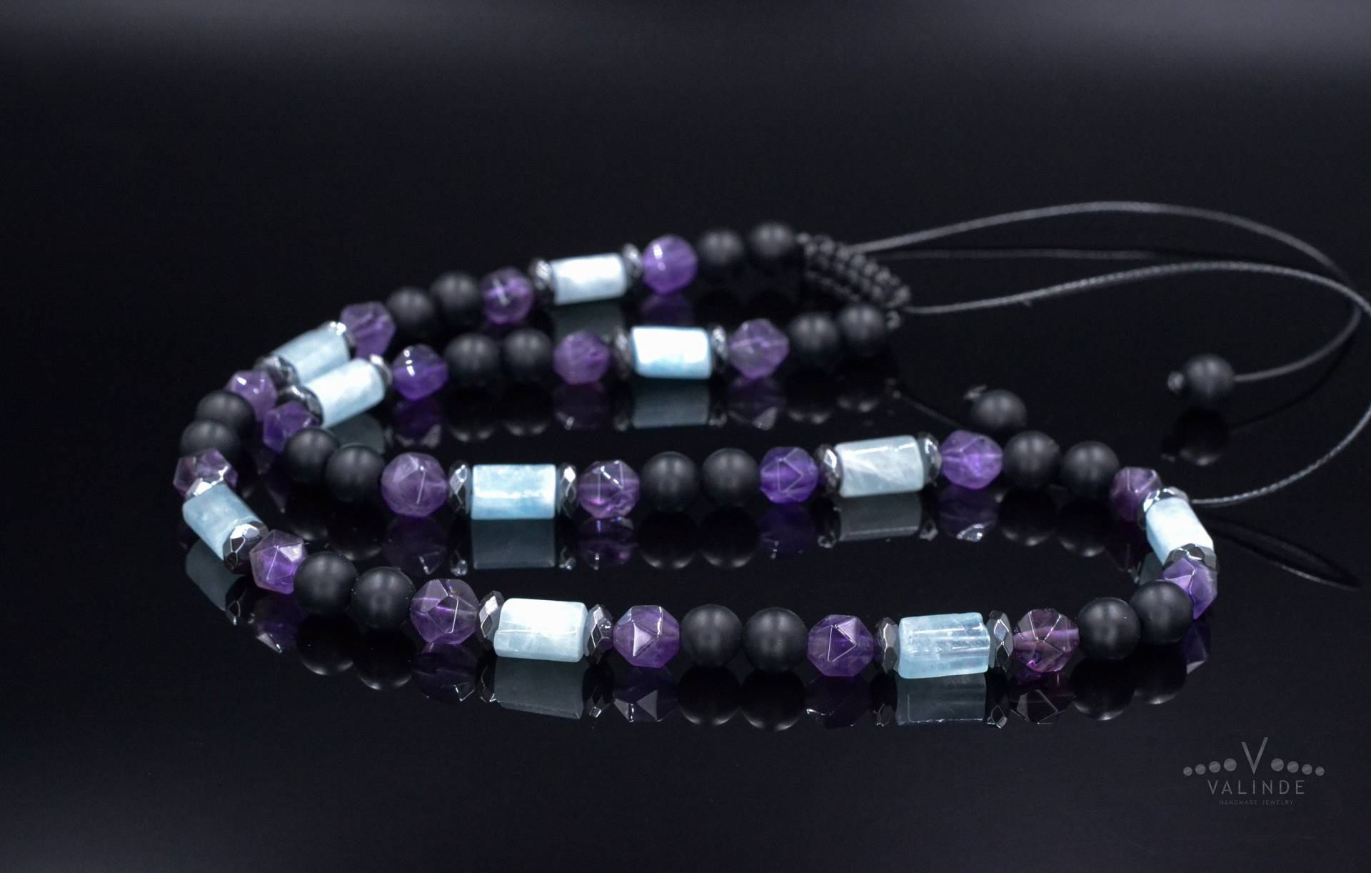 Herren Aquamarin Halskette/Amethyst Kristall Kurze Perlen Geschenk Für Männer Onyx Geburtsstein von Valinde