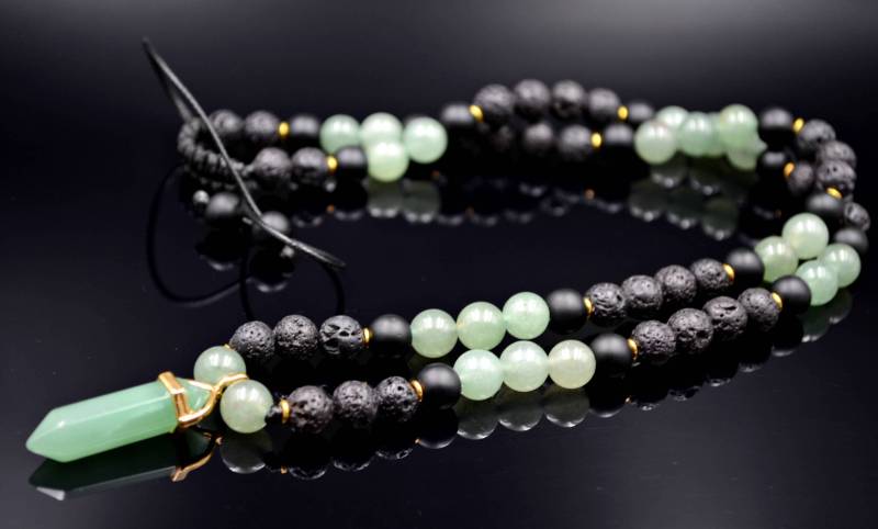 Herren Aventurin Halskette Anhänger Kristall Perlen Lavastein Edelstein Geschenk Für Männer Schmuck von Valinde