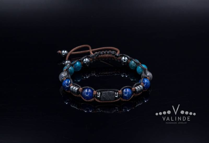 Herren Blau Kyanit Armband Schwarzer Turmalin Perlenarmband Geschenk Für Apatit Und Labradorit Kristallarmband Luxusgeschenk von Valinde