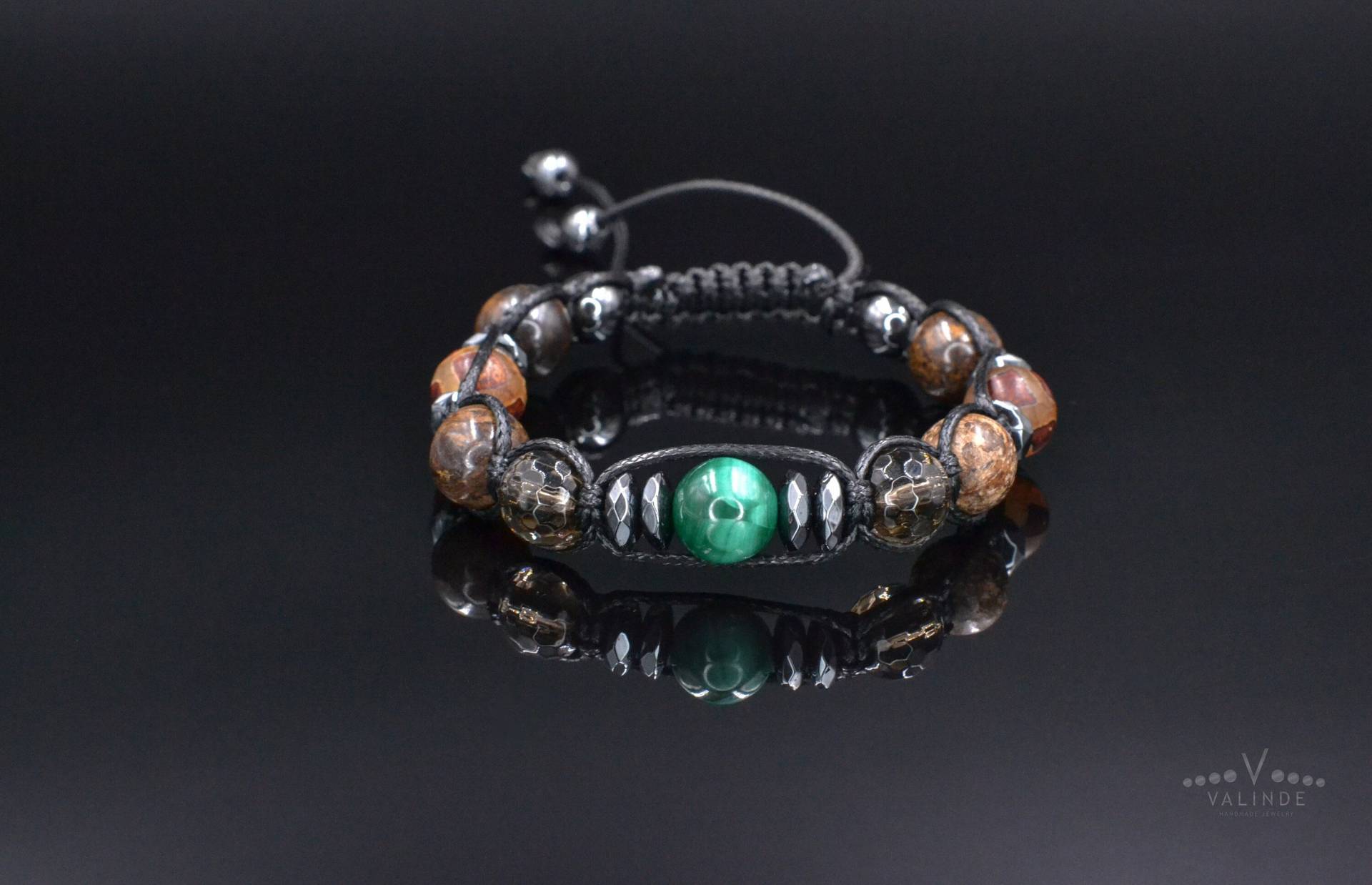 Herren Bronzite Armband, Verstellbares Malachit Quarz Kristall Geschenk Für Männer, Jubiläumsgeschenk, Dzi Achat Weihnachtsgeschenk von Valinde