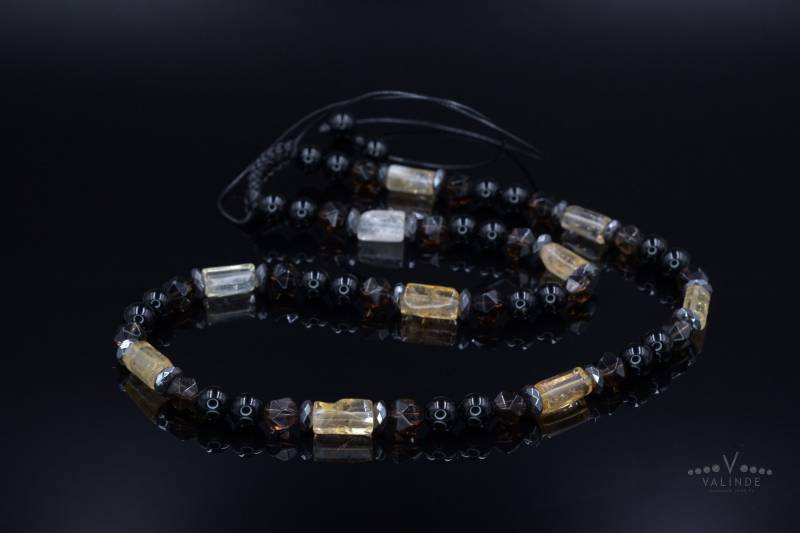 Herren Citrin Halskette/Kurze Kristall Rohe Geschenk Für Männer Schwarze Achat Edelstein Geburtsstein von Valinde