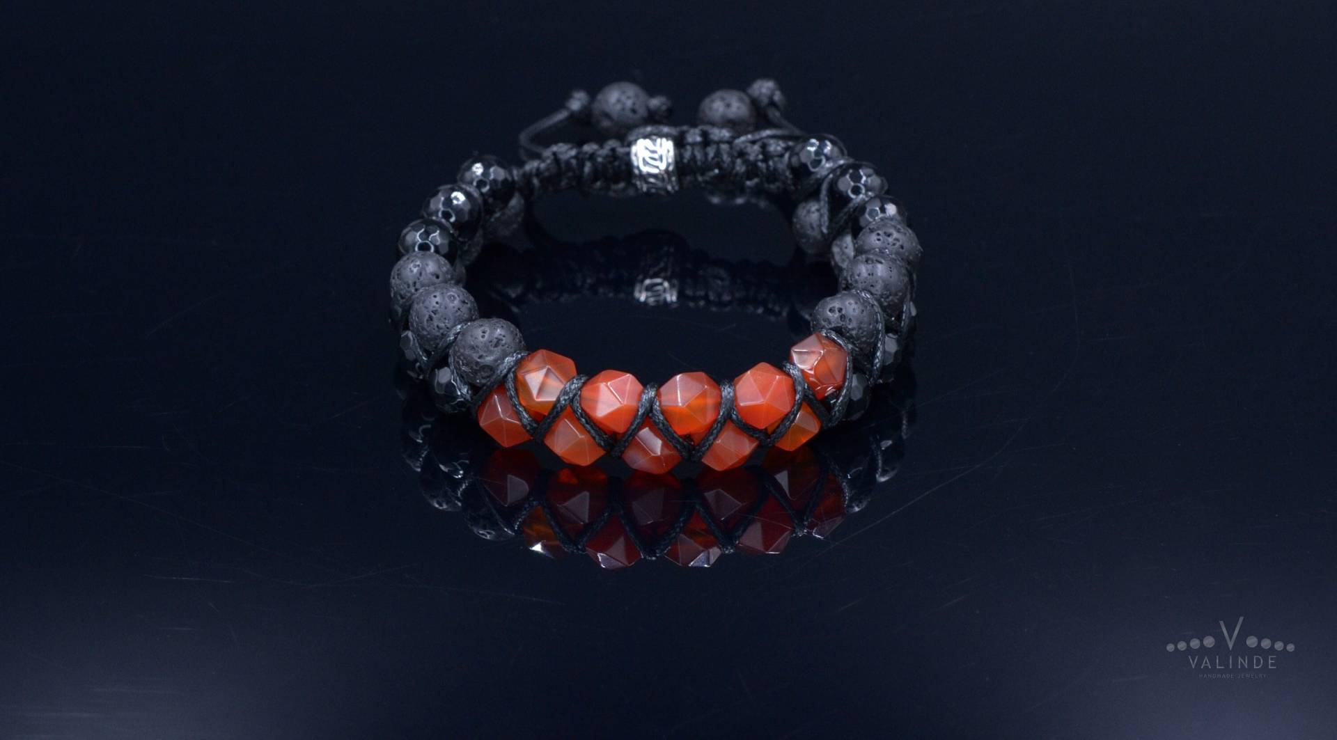 Herren Feuer Achat Doppelarmband - Lava Stein Perlen Armband Zweireihiges Geschenk Für Männer von Valinde