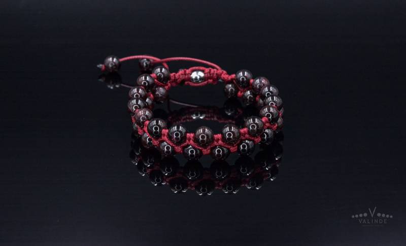 Herren Granat Armband Zweireihig Makramee Roter Edelstein Doppelarmband Geschenk Für Männer Verstellbares von Valinde