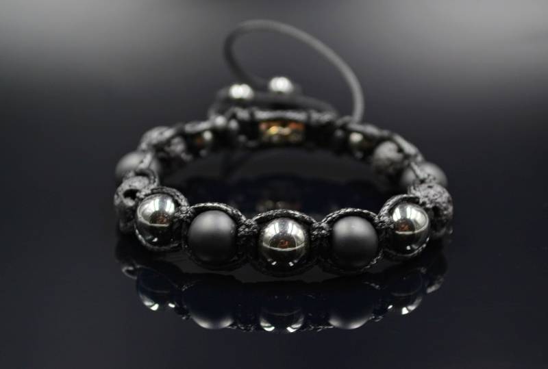 Herren Grau Hämatit Armband Onyx Lava Stein Perlen Edelstein Geschenk Für Männer Makramee von Valinde