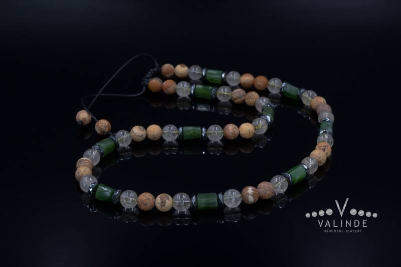 Herren Jaspis Halskette Kurze Kristallperlen Für Männer Geschenk Rutilquarz & Hämatit Weihnachtsgeschenk von Valinde