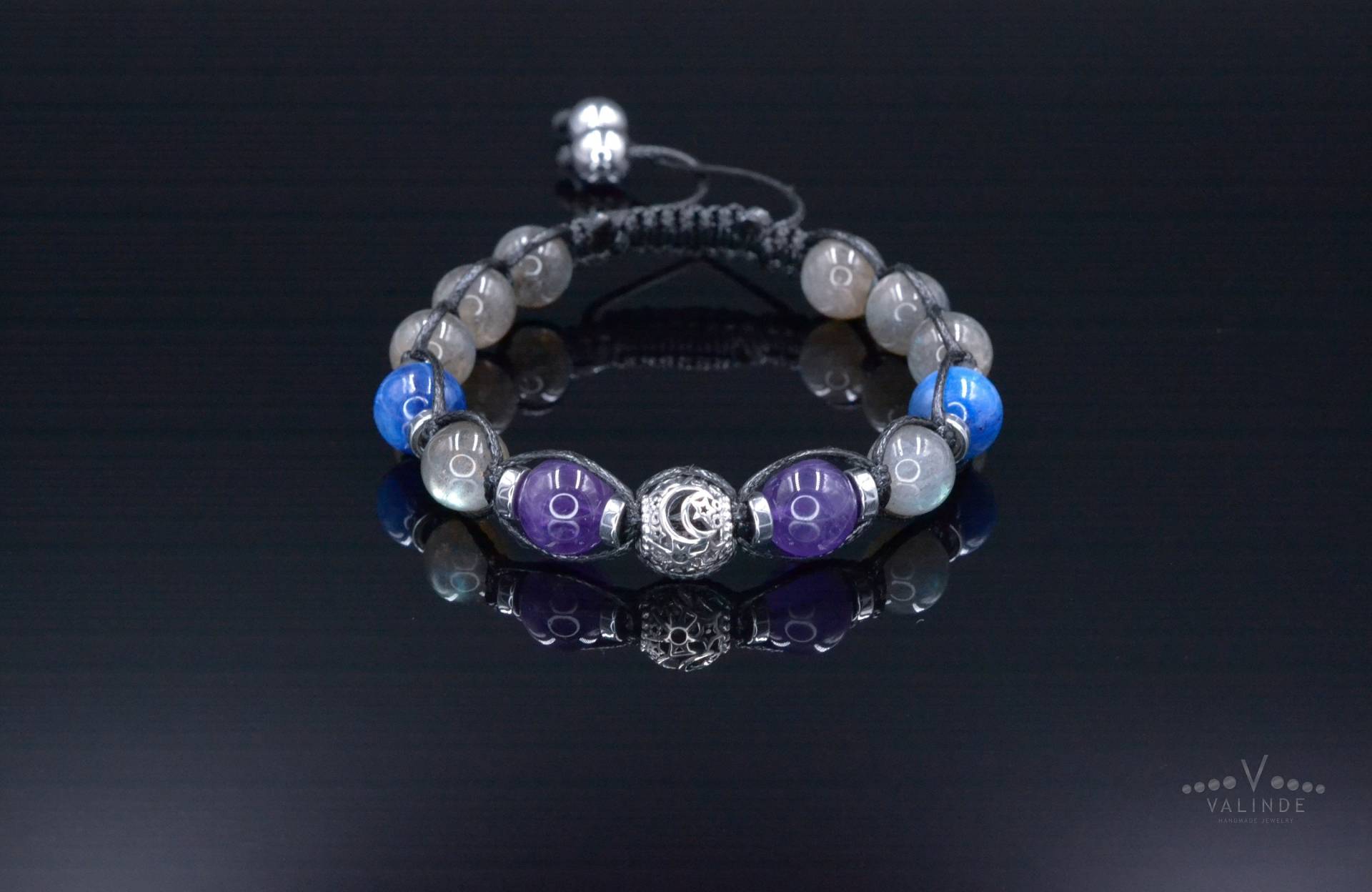 Herren Labradorit Armband - Kyanit Amethyst Kristall Geschenk Für Männer 925 Silber Perlenarmband Auffälliges von Valinde