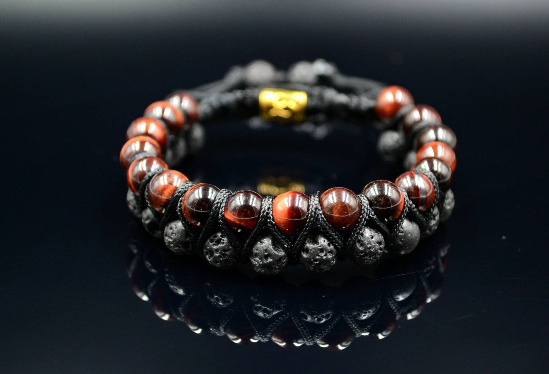 Herren Lavastein Doppel-Armband Rotes Tigerauge Armband Perlen Geschenk Edelstein Verstellbares Für Herren Lavastein Doppel-Armband Rotes Tigerauge Armband Perlen Geschenk Edelstein Verstellbares Für von Valinde