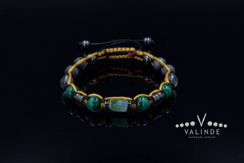 Herren Malachit Und Chrysopras Perlen Armband Geschenk Für Männer Falkenauge Edelstein Einstellbar Kristallarmband von Valinde