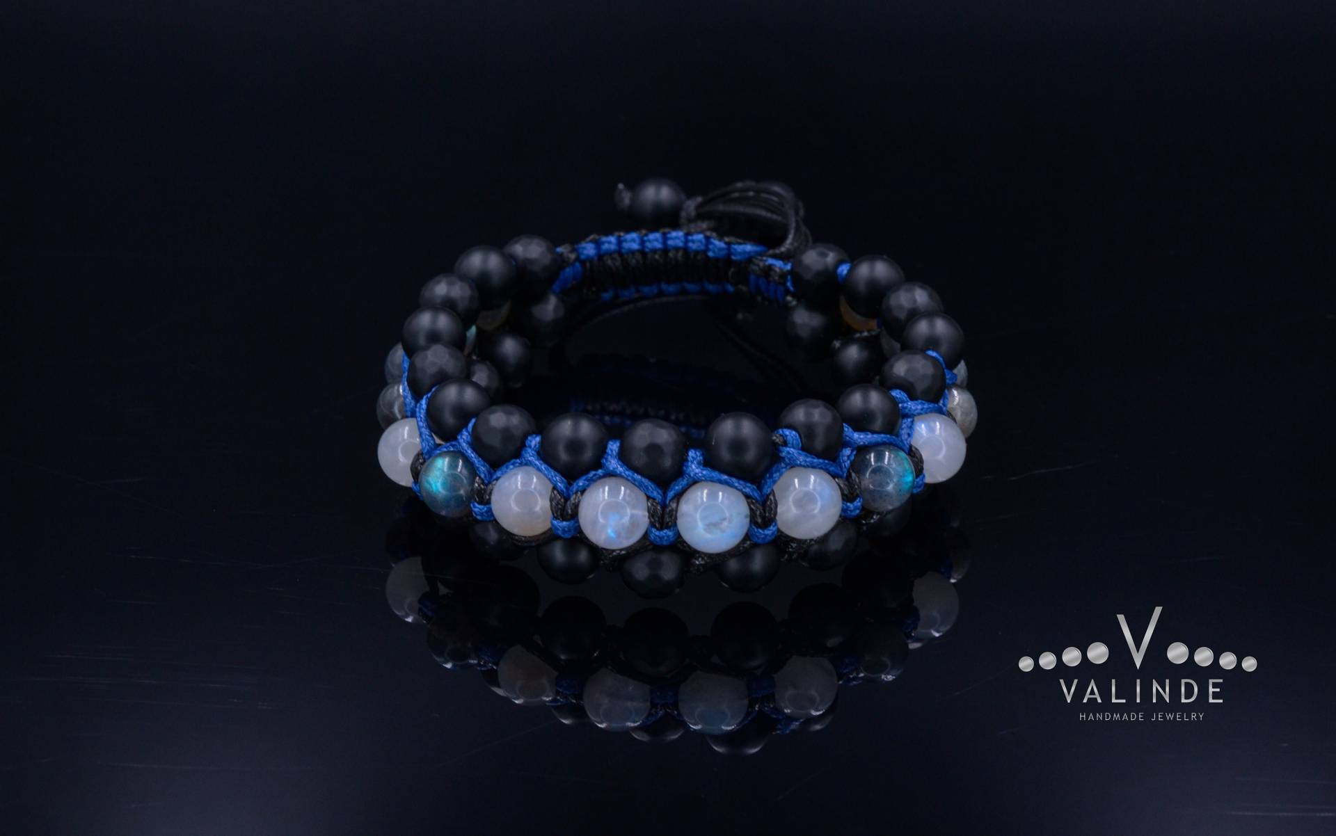 Herren Mondstein Armband - Dreireihig Makramee Labradorit Kristall Geschenk Für Männer Vatertag Onyx Perlen von Valinde