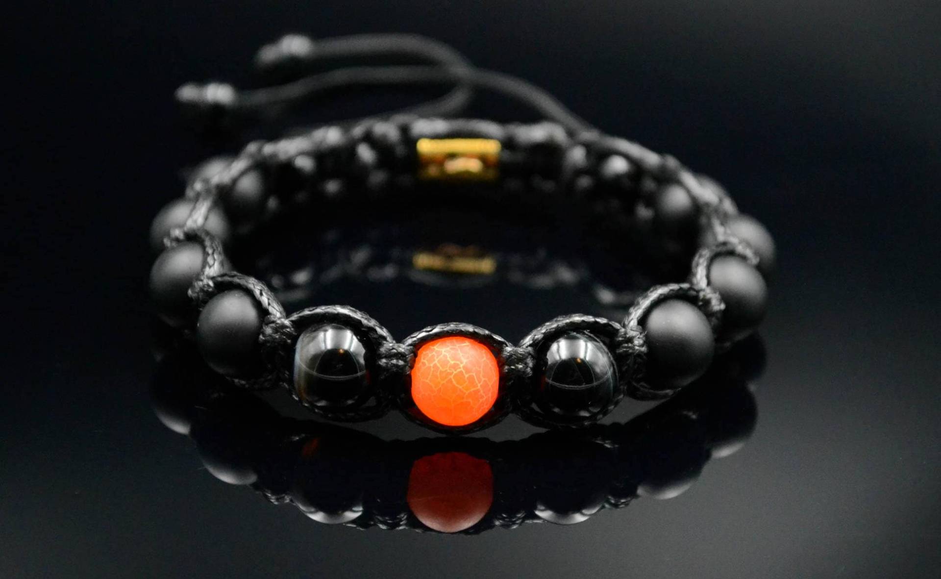 Herren Perlenarmband Frost Achat Armband Edelstein Geschenk Für Männer Matte Onyx Makramee von Valinde