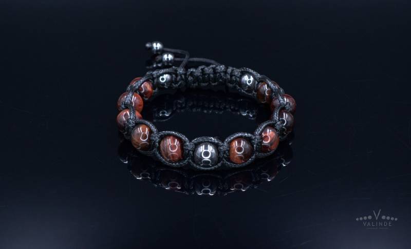 Männer Rotes Tigerauge Edelstein Armband Hämatit Perlen Geschenk Für Makramee Verstellbares Steinarmband Vatertagsgeschenk von Valinde