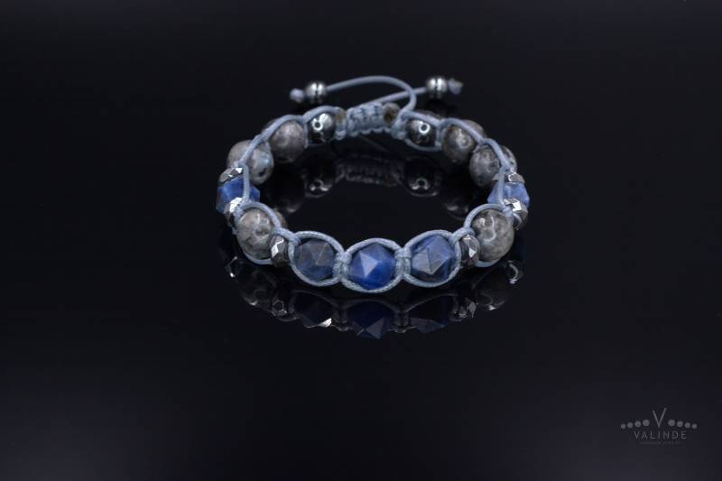 Herren Sodalith Und Labradorit Perlen Armband Geschenk Für Männer Geflochtenes Hämatit Blau Mann Stein von Valinde