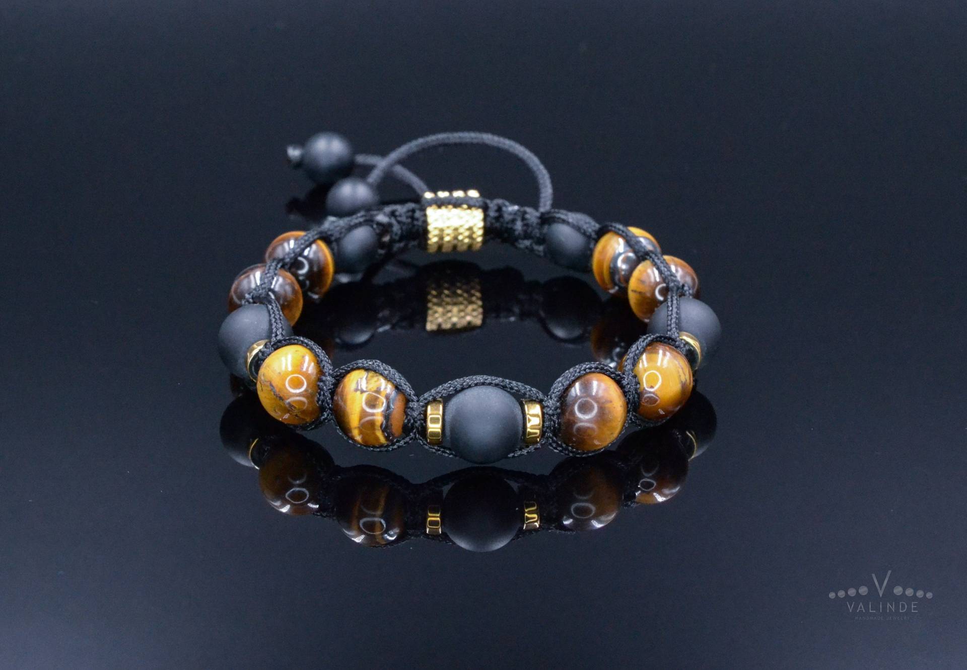 Herren Tigerauge Armband Perlenarmband Makramee Onyx Edelstein Geschenk Für Männer Stein von Valinde