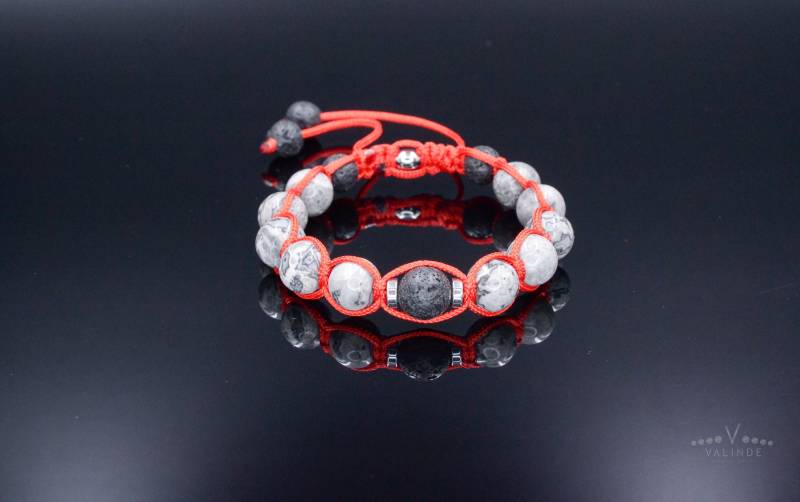 Jaspis Perlenarmband Herren Armband Verstellbar Edelstein Makramee Geschenk Für Männer Stein Perlen von Valinde