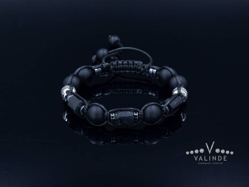 Rohes Turmalin Armband Für Männer Schutzstein Herren Onyx § Stahlperlen Geschenk Weihnachtsgeschenk Verstellbares von Valinde