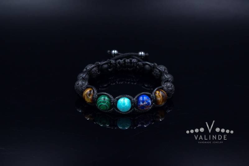 Sommer Armband Herren Edelstein Lava Stein Perlen Makramee Tigerauge Geschenk Für Männer von Valinde