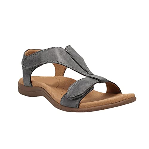 Damen Flache Strandsandalen Sommer Weich Fußbett Klettverschluss Sandalen Leichte Freizeit PU Atmungsaktive Sandalen Offene Zehen Fußgewölbeunterstützung Schuhe von Valink