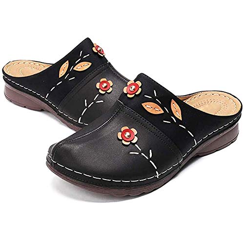VALINK Damen Clogs Sandalen 2023 Bequeme Slip On Garten Clogs Schuhe Wedges Sandalen Sommer Outdoor Strand Sportschuhe Schwarz von Valink