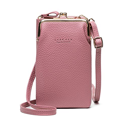 VALINK Damen-Handytasche, diagonale Umhängetasche, Kristalle, Leder, Umhängetasche, tragbar, Reißverschluss, Schnalle, Handy-Tasche für Frauen und Mädchen, Hellviolett von Valink