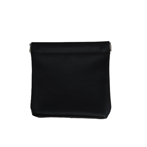 VALINK Kleine Make-up-Tasche für Geldbörse, Verschlusstaschen, tragbare Kosmetiktasche aus PU-Leder, Münzbörse für Kosmetik, Kopfhörer, Schmuck, Schwarz , Quadrat von Valink