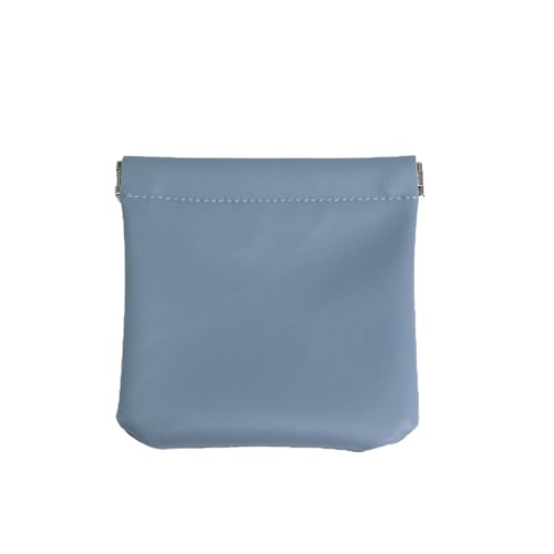 VALINK Kleine Make-up-Tasche für Geldbörse, Verschlusstaschen, tragbare Kosmetiktasche aus PU-Leder, Münzbörse für Kosmetik, Kopfhörer, Schmuck, blau, Quadrat von Valink