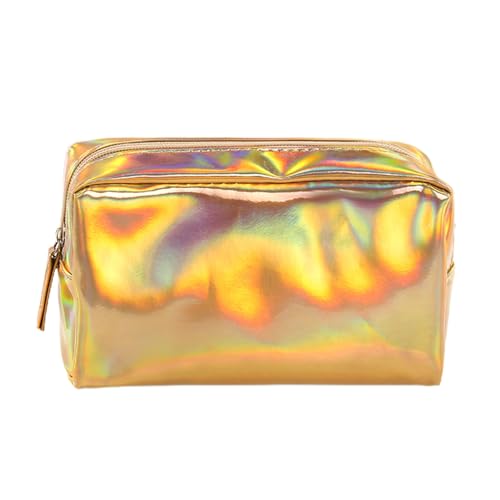 VALINK Transparente Reisetasche, transparente Kulturbeutel, wasserdichte Kosmetiktasche mit Reißverschluss, tragbare Make-up-Organizer-Tasche für Damen, Outdoor-Reisen, goldgelb von Valink