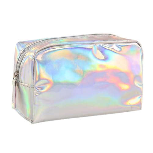 VALINK Transparente Reisetasche, transparente Kulturbeutel, wasserdichte Kosmetiktasche mit Reißverschluss, tragbare Make-up-Organizer-Tasche für Damen, Outdoor-Reisen, silber von Valink