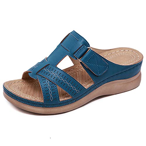 Valink Modische Damen-Sandalen, orthopädisch, flache Schuhe, offene Zehen, Leder, Sommer, Strand, Gummi, weiche Sohle, Sandalen von Valink