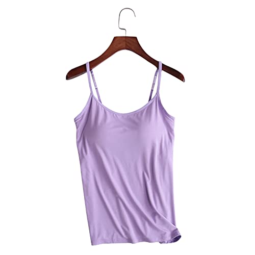 VALINK Sommer Damen Tank Tops mit integriertem Regal-BH, Frauen Camisole Tops in BH Hals Weste Gepolstert Slim Fit Tank Tops von Valink