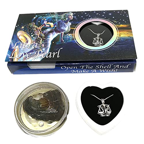 Valink Twelve-Constellations DIY Halskette mit Muschelperle, Liebesperlen, Sternzeichen-Wunsch-Set mit Anhänger Halskette langlebig für Frauen Mädchen Geschenk Waage von Valink