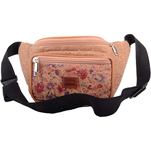 Damen Bauchtasche / Bauchtasche aus Kork mit Blumenmuster, Braun - Kleine Blumen - Größe: Einheitsgröße von Valita