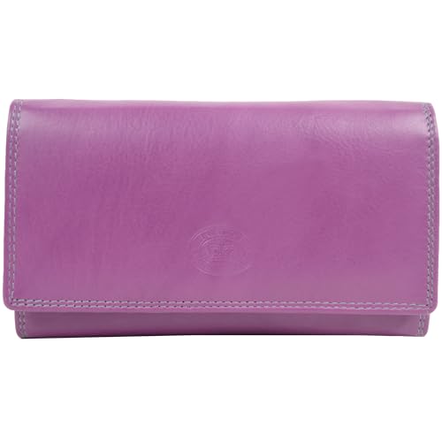 Damen-Geldbörse aus weichem echtem Nappaleder, lange Überschlagtasche mit Innentaschen, sunset, Einheitsgröße, Casual von Valita