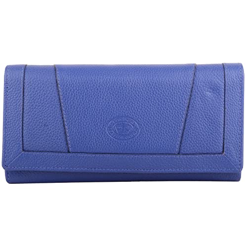 Große Damen-Geldbörse aus Leder mit Klappe, RFID Matinee, azurblau, Einheitsgröße von Valita