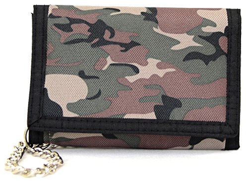 Herren / Jungen Camouflage / Armee-Stil Ripper Verschluss Geldbörse mit Kette, Grün - Dunkle Armee - Größe: Einheitsgröße von Valita