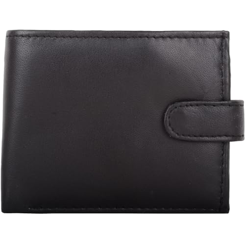 Herren-Geldbörse aus echtem Leder, RFID-geschützt, dreifach gefaltet, Schwarz , Casual Herren-Geldbörse aus echtem Leder, RFID-geschützt, dreifach gefaltet, Schwarz , Casual von Valita
