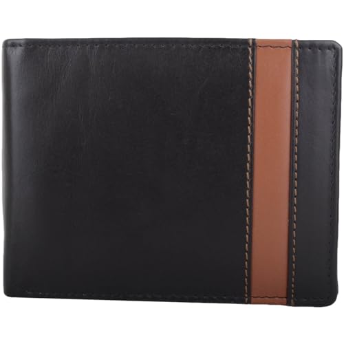 Herren-Geldbörse aus echtem Leder, dreifach faltbar, mit mehreren Funktionen, Schwarz/Braun, Casual Herren-Geldbörse aus echtem Leder, dreifach faltbar, mit mehreren Funktionen, Schwarz/Braun, Casual von Valita