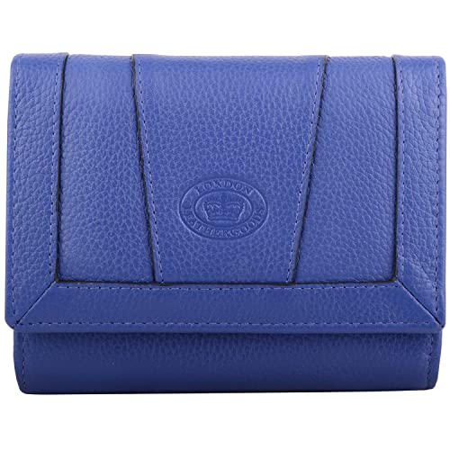 Valita Damen Geldbörse aus Kieselleder, RFID-Überschlag, mittelgroß, azurblau, Einheitsgröße von Valita