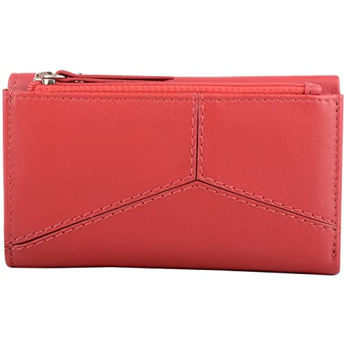 Valita Damen-Geldbörse aus echtem Leder mit geometrischem RFID-Einsatz – Rot von Valita
